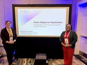 Kelly Walden (left) and Rachelle McKissick-Harris (right) present From Token to Teammate: A Simulation for Practicing Parent-Led Co-Creation at the National Head Start Association's 2025 Parent and Family Engagement Conference.